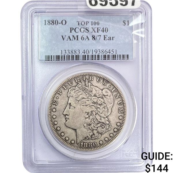1880O Morgan Silver Dollar PCGS XF40 VAM6A 8/7 Ear