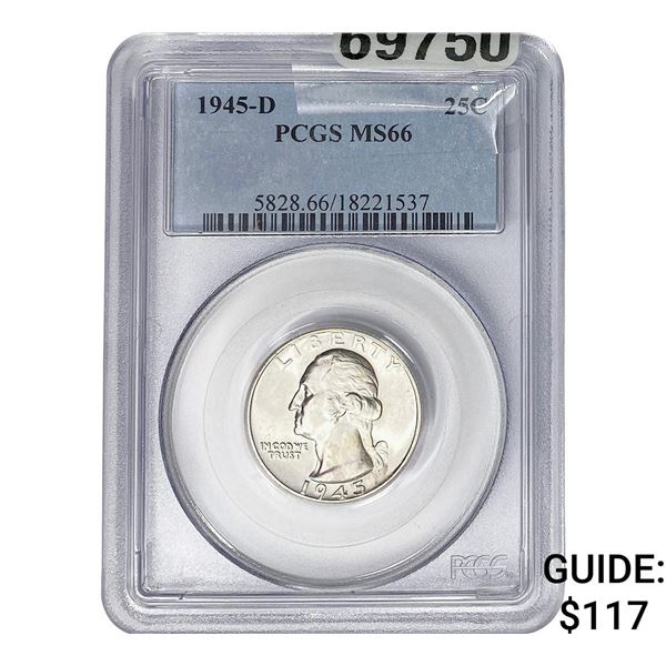 1945-D Washington Silver Quarter PCGS MS66