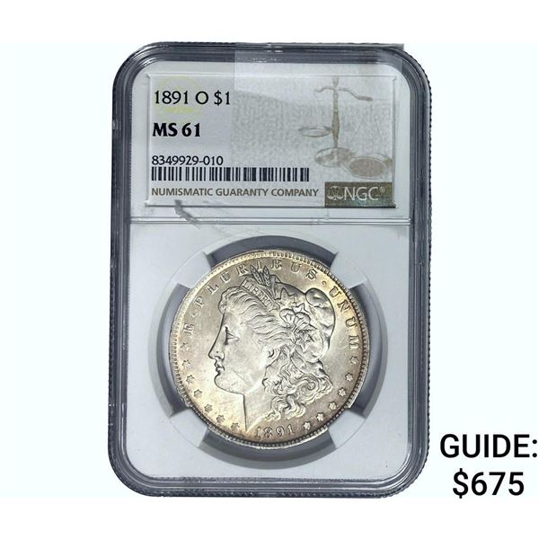 1891-O Morgan Silver Dollar NGC MS61