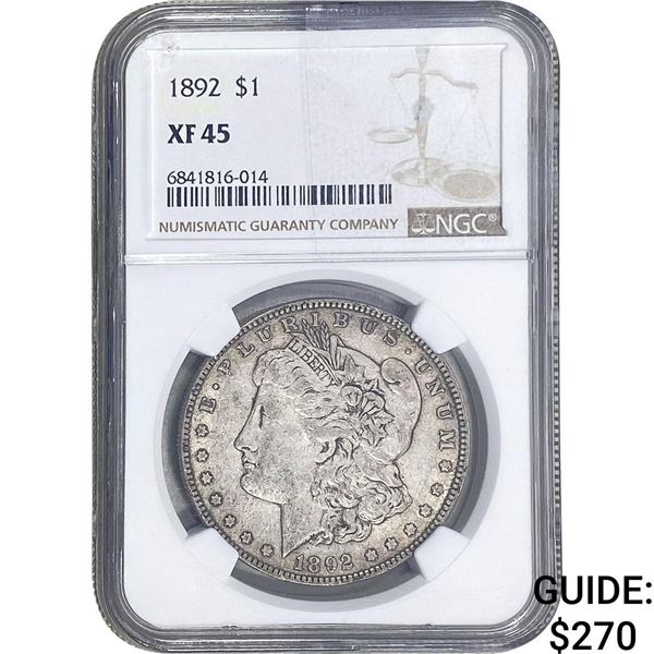 1892 Morgan Silver Dollar NGC XF45