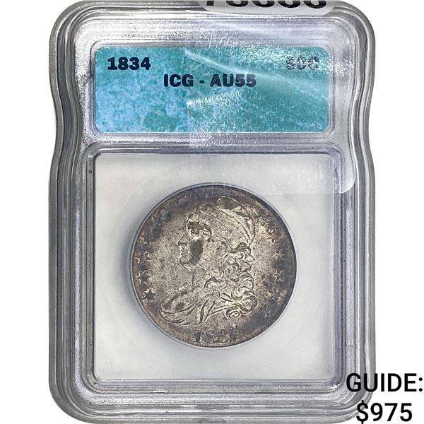 1834 Capped Bust Half Dollar ICG AU55