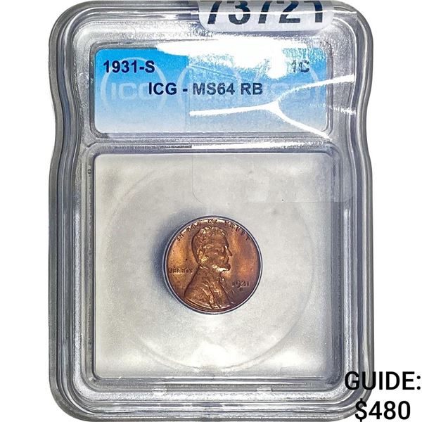 1931-S Wheat Cent ICG MS64 RB
