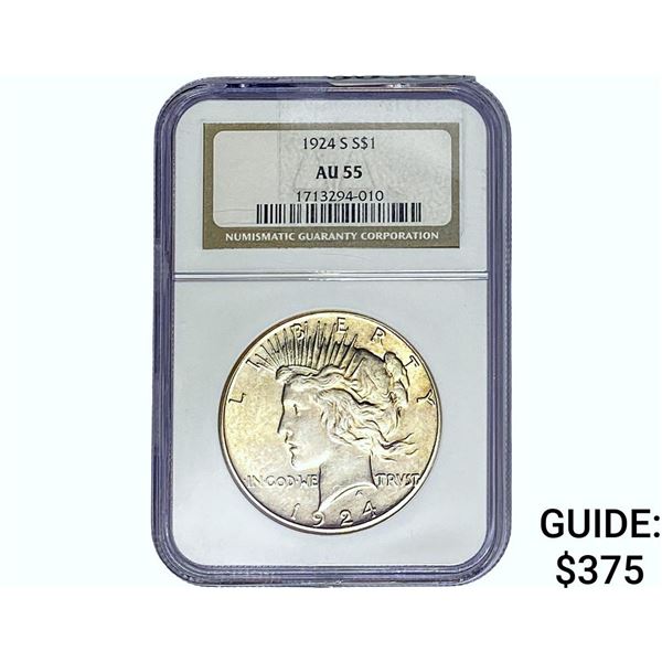 1924-S Silver Peace Dollar NGC AU55