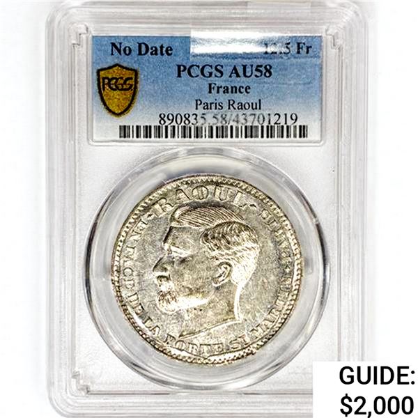 N.D. France 12.5 Francs PCGS AU58