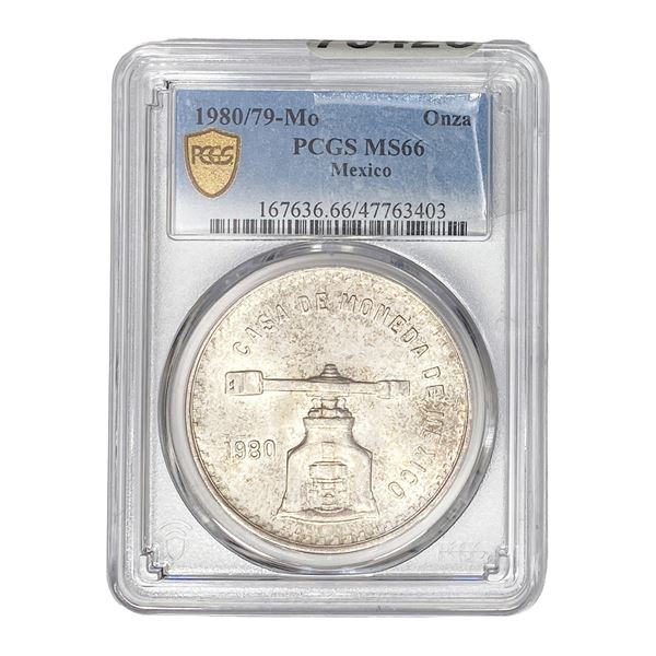 1980/79 Mexico Silver Onza NGC MS66