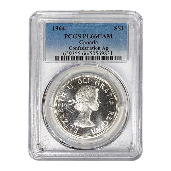 1964 Canada 0.6oz Silver Dollar PCGS PL66 CAM