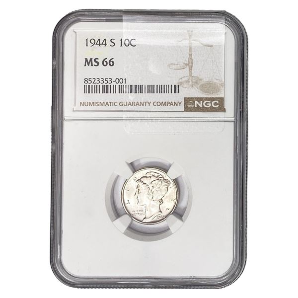 1944-S Mercury Silver Dime NGC MS66