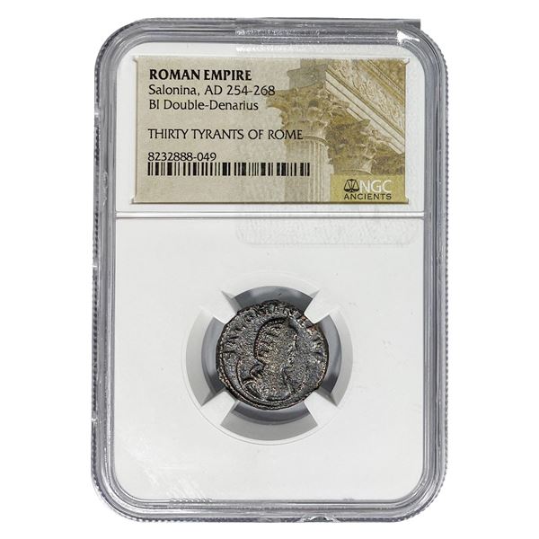 Roman Salonina, AD 254-268 BI Dbl-Denarius NGC