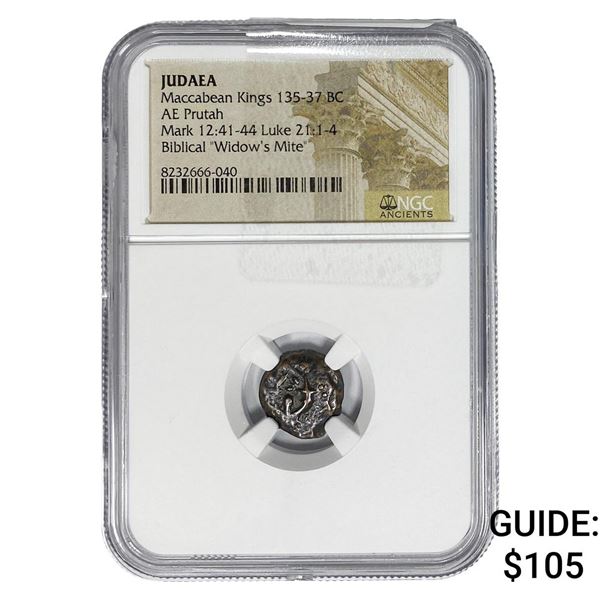 Judaea Maccabean Kings 135-37 BC Widow's Mite NGC