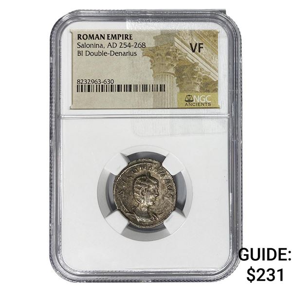 Roman Salonina, AD 254-268 BI Dbl-Denarius NGC