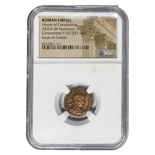 Roman Constantine II, AD 337-340 AE3/4 BI Nummus NGC