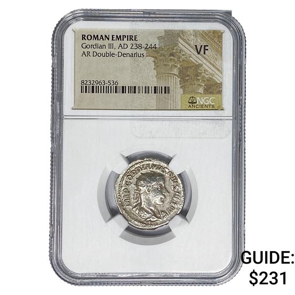 Roman Gordian III, AD 238-244 Silver Denarius NGC