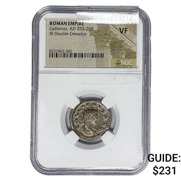 Roman Gallienus, AD 253-268 BI Dbl-Denarius NGC
