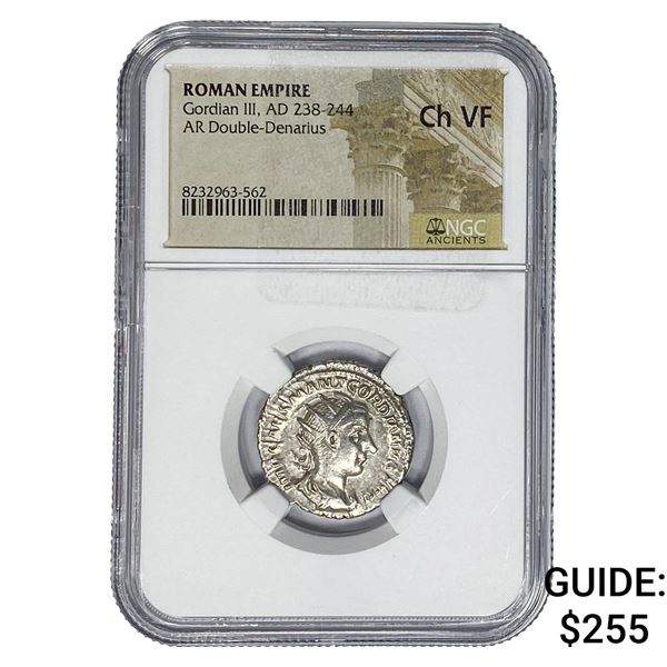 Roman Gordian III, AD 238-244 Silver Denarius NGC