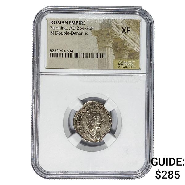Roman Salonina, AD 254-268 BI Dbl-Denarius NGC
