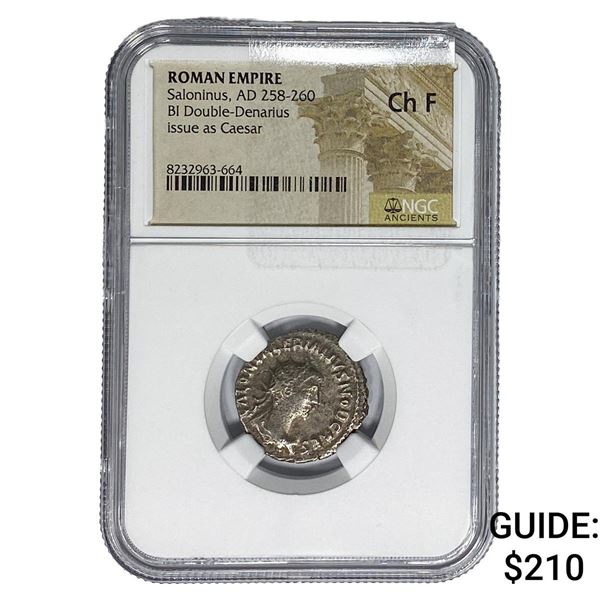 Roman Saloninus, AD 258-260 BI Dbl-Denarius NGC