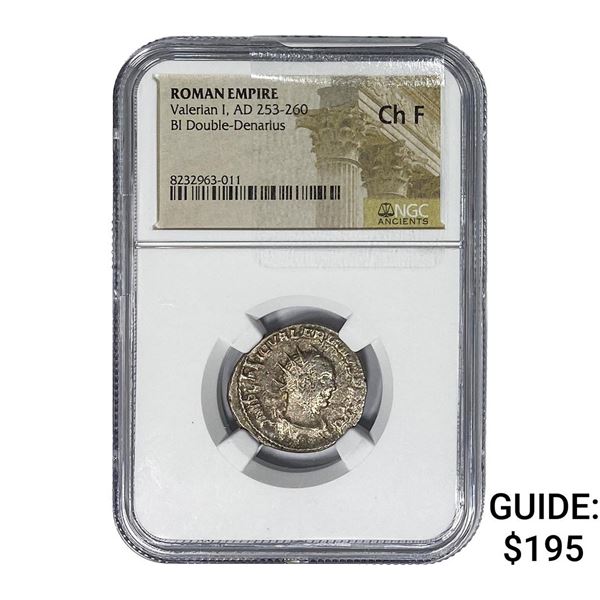 Roman Valerian I, AD 253-260 BI Dbl-Denarius NGC