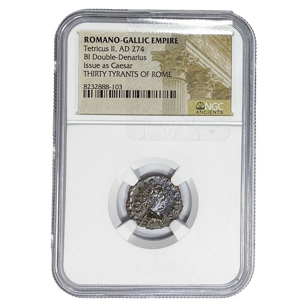 Romano-Gallic Tetricus II, AD 274 BI Dbl-Denarius NGC