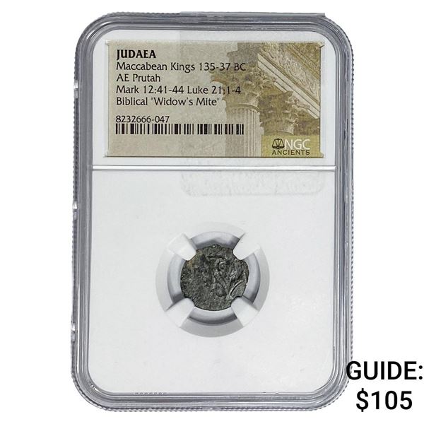 Judaea Maccabean Kings 135-37 BC Widow's Mite NGC
