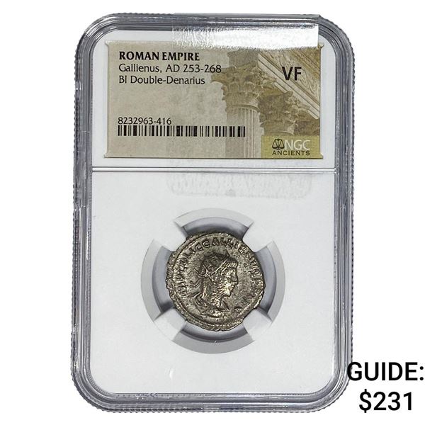 Roman Gallienus, AD 253-268 BI Dbl-Denarius NGC
