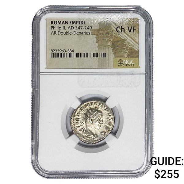 Roman Philip II AD 247-249 Silver Double-Denarius