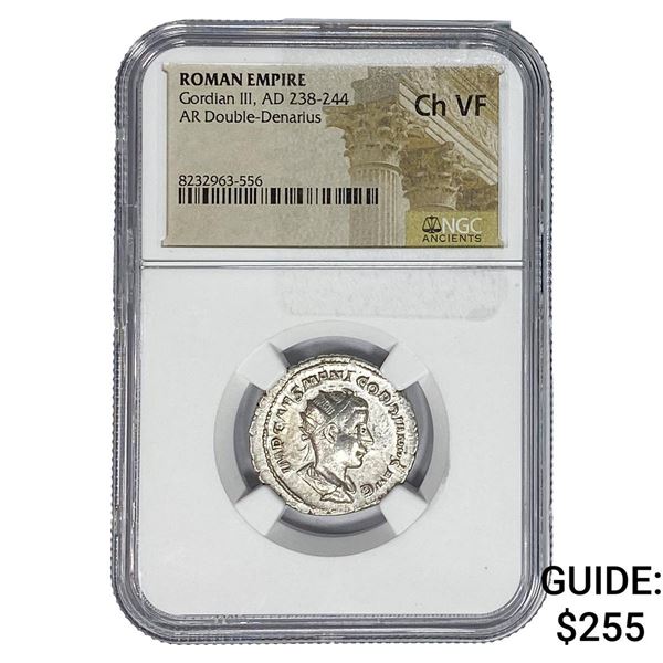 Roman Gordian III, AD 238-244 Silver Denarius NGC