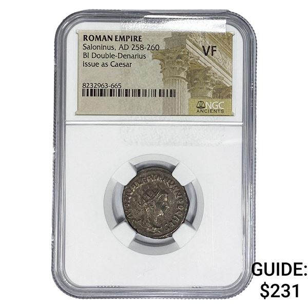 Roman Saloninus, AD 258-260 BI Dbl-Denarius NGC
