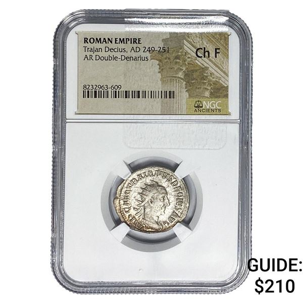 Roman Trajan Decius, 249-251 Silver Dbl-Denarius NGC