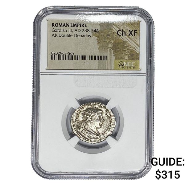 Roman Gordian III, AD 238-244 Silver Denarius NGC