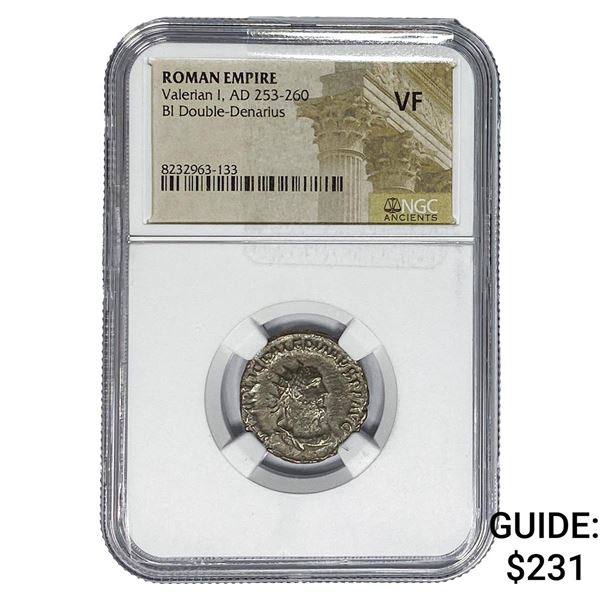 Roman Valerian I, AD 253-260 BI Dbl-Denarius NGC