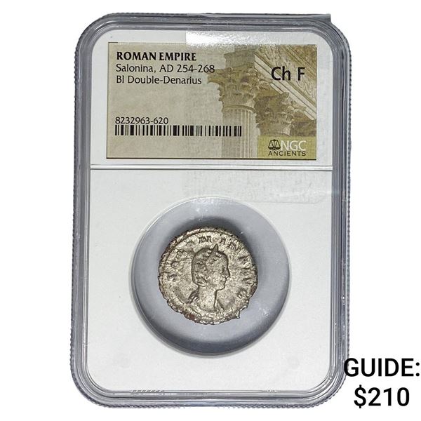 Roman Salonina, AD 254-268 BI Dbl-Denarius NGC