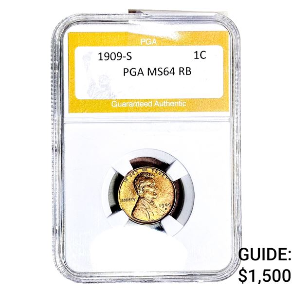 1909-S Wheat Cent PGA MS64 RB
