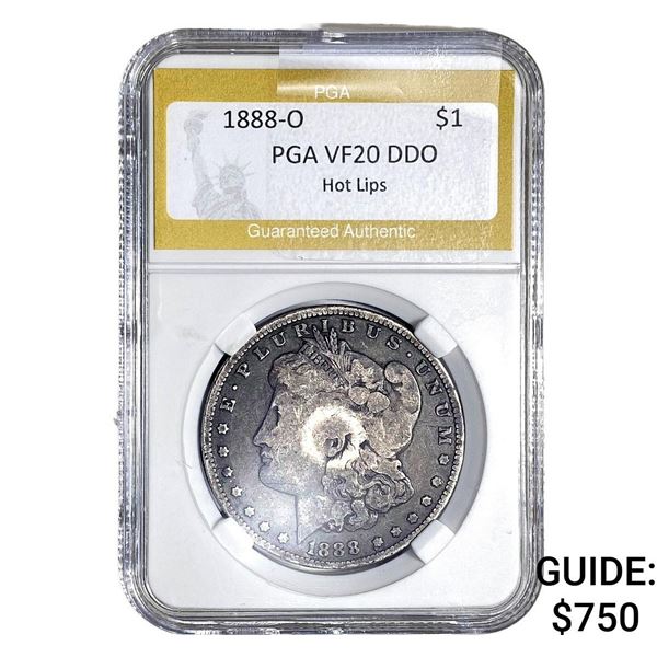 1888-O Morgan Silver Dollar PGA VF20 DDO Hot Lips