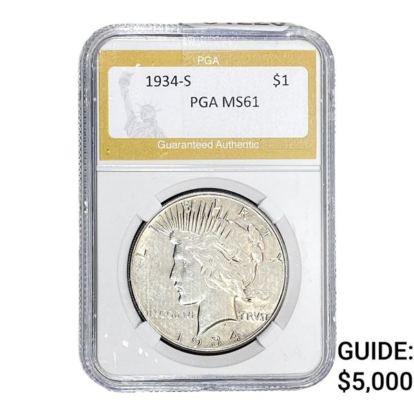 1934-S Silver Peace Dollar PGA MS61
