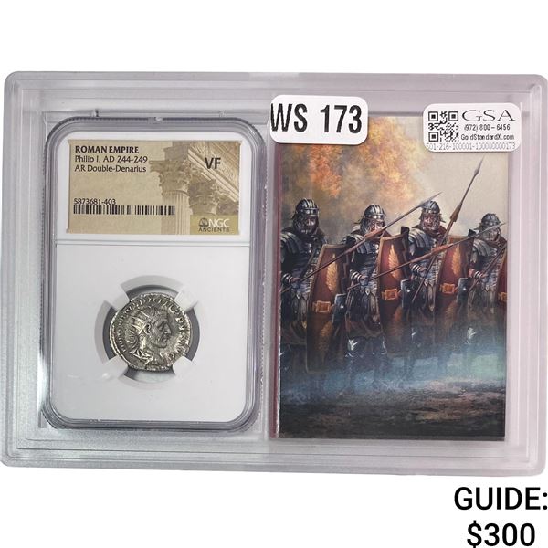 Roman Philip I, AD 244-249 Silver DBL Denarius