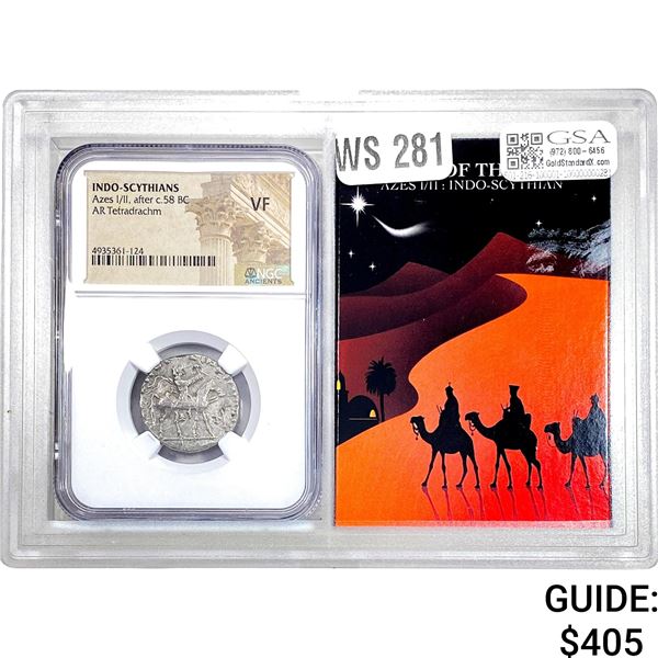 Indo, Azes I/II after c.58 BC Silver Tetradrachm