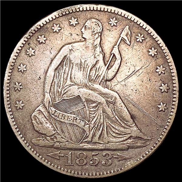 1853 Arrows Rays Seated Liberty Half Dollar LIGHTLY CIRCULATED