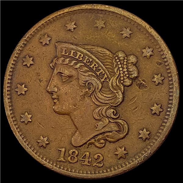 1842 Braided Hair Large Cent LIGHTLY CIRCULATED