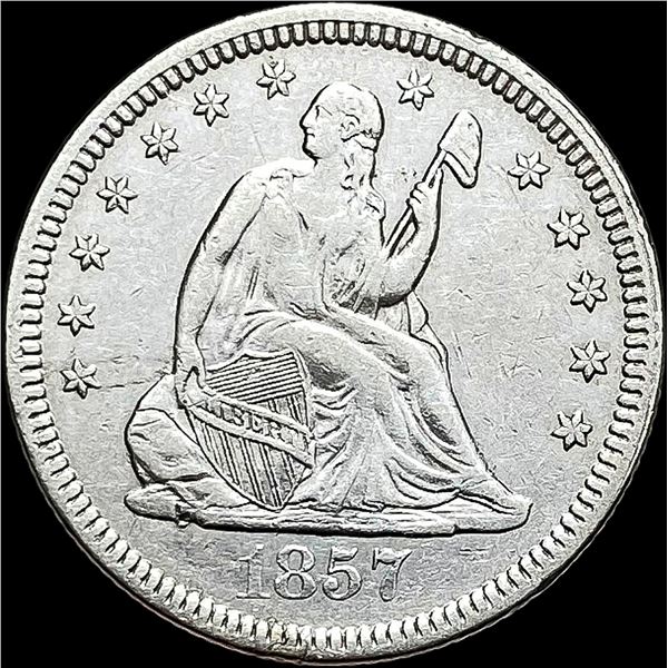 1857 Seated Liberty Silver Quarter NEARLY UNCIRCULATED