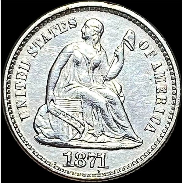 1871 Seated Liberty Silver Half Dime ABOUT UNCIRCULATED
