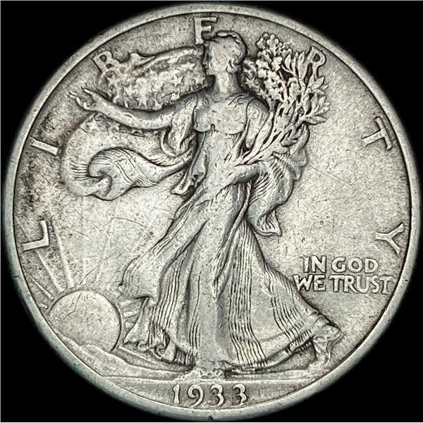1933-S Silver Walking Liberty Half Dollar    NEARLY UNCIRCULATED