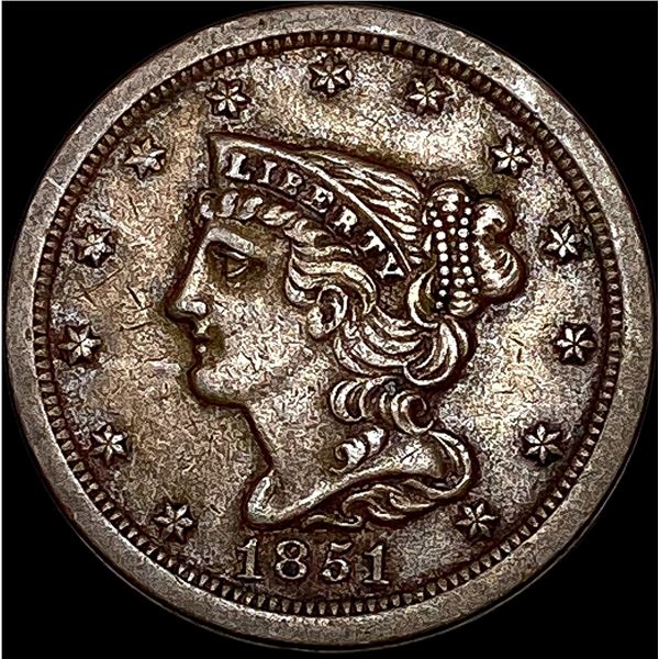 1851 Braided Hair Half Cent NEARLY  UNCIRCULATED