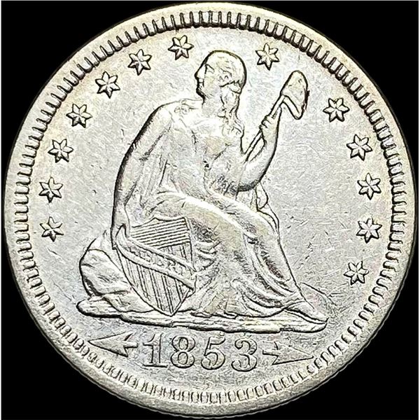 1853 Arrows/Rays Seated Liberty Quarter  CLOSELY UNCIRCULATED