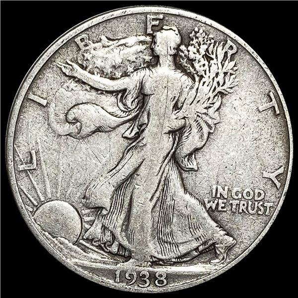 1938-D Silver Half Dollar Walking Liberty  LIGHTLY CIRCULATED