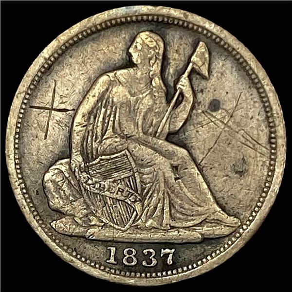 1837 Seated Liberty Half Dime No Stars HIGH  GRADE