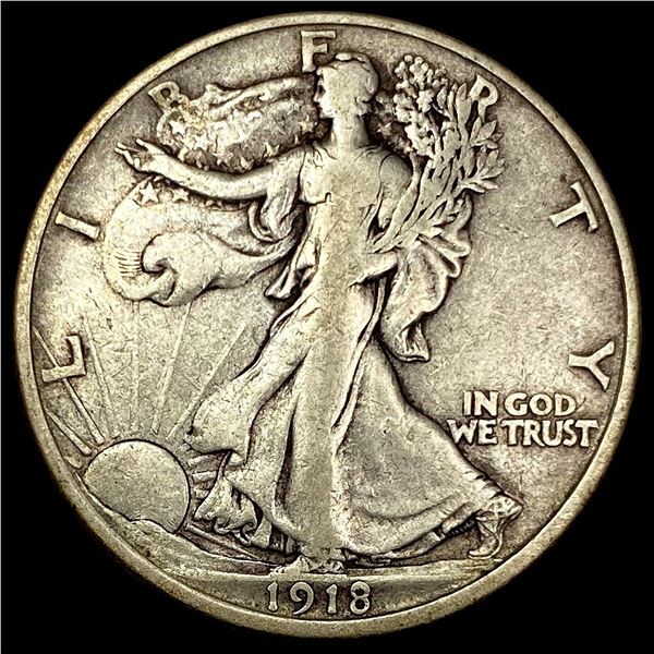1918-D Walking Liberty Half Dollar ABOUT  UNCIRCULATED