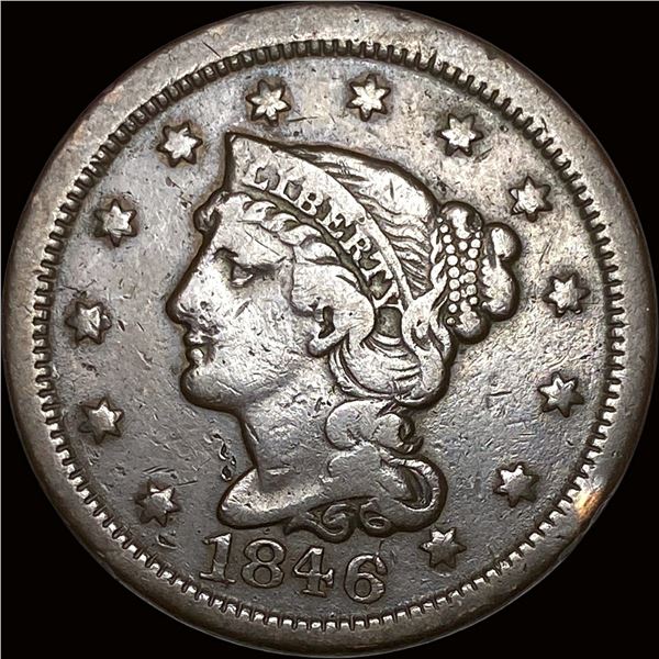 1846 Braided Hair Large Cent LIGHTLY  CIRCULATED