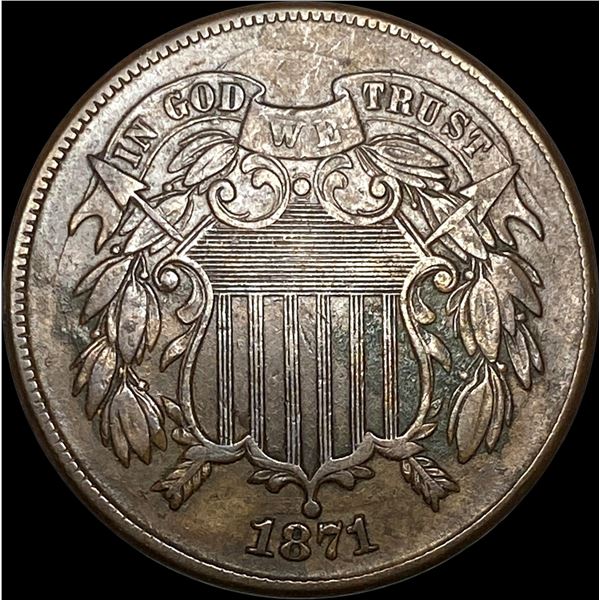 1871 Bronze Two-Cent Piece CLOSELY  UNCIRCULATED