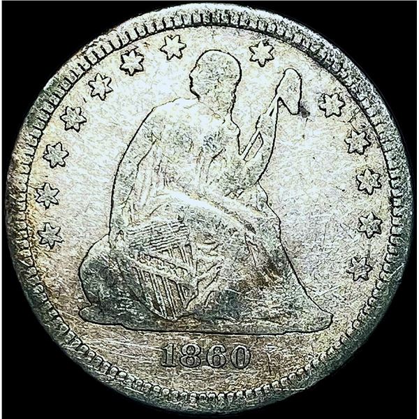 1860-O Silver Seated Liberty Quarter GEM BU
