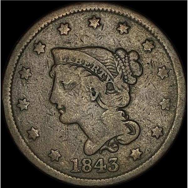 1843 Braided Hair Large Cent NICELY  CIRCULATED
